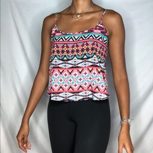 AMBIANCE APPEAL Crop Top Aztec M open back